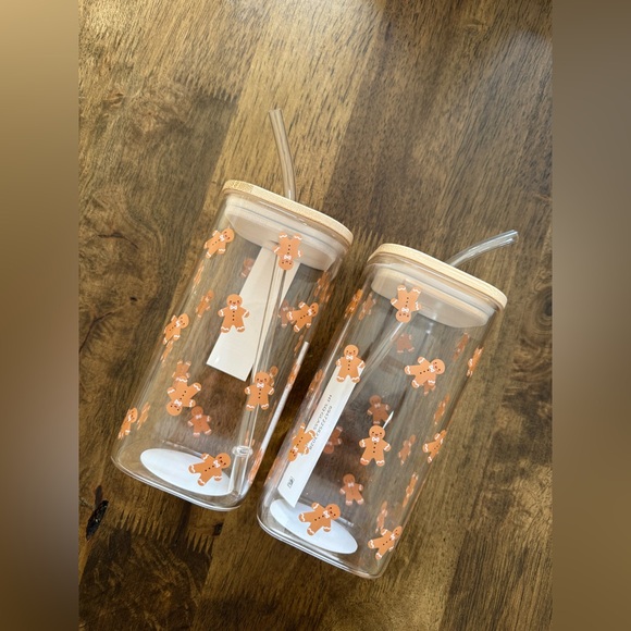 Cute Bear Print Glass Tumblers with Bamboo Lids - Picture 5 of 5